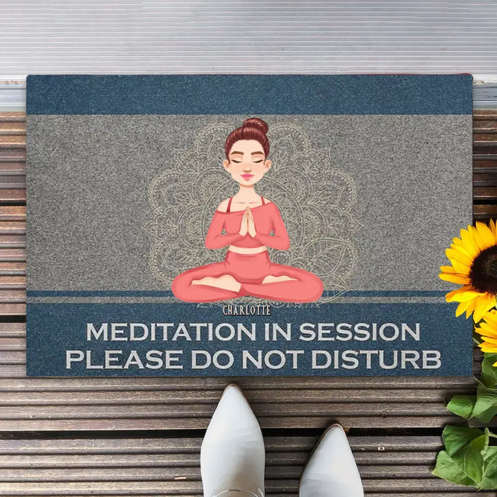 Meditation In Session - Gift For Yoga Lovers - Personalized Doormat