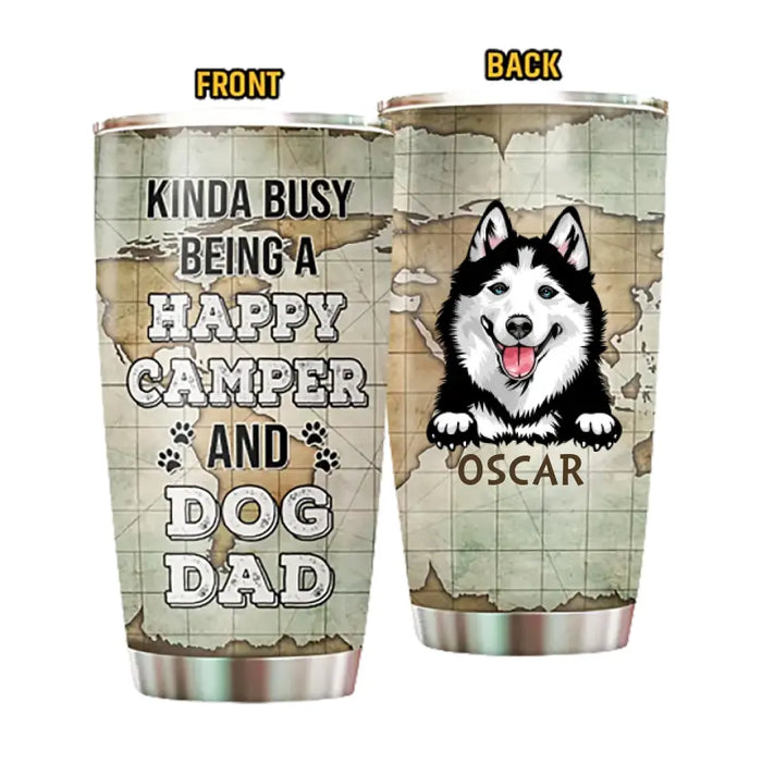 Happy Camper And Dog Dad- Personalized Tumbler- Gift For Pet Lover, Dog lover