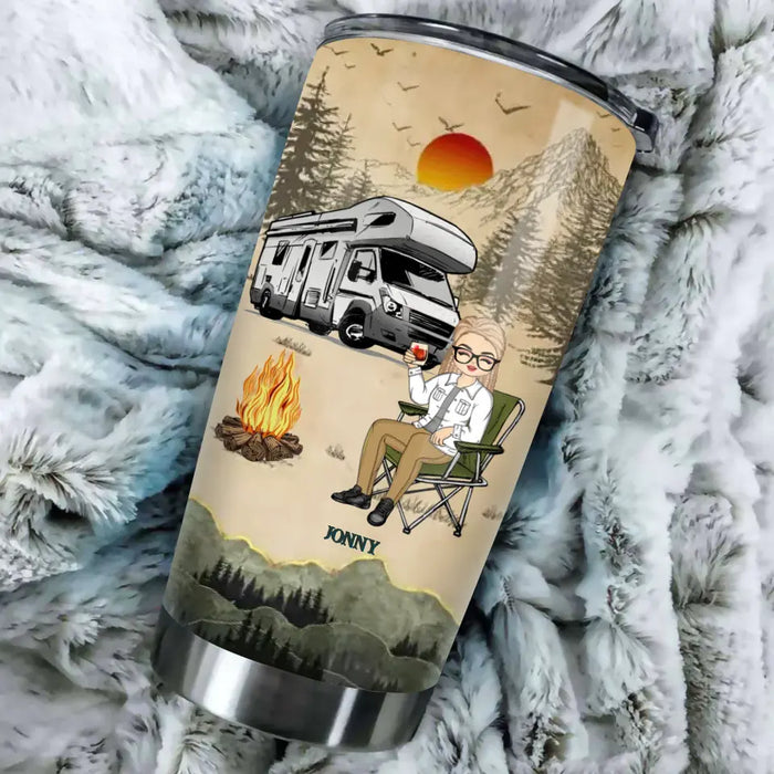A Sexy Camping Lady - Personalized Tumbler Cup