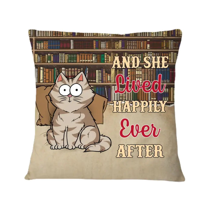 Reading Chibi Cat Just - Personalized Custom Pillow - Gift For Couples, Cat Lover