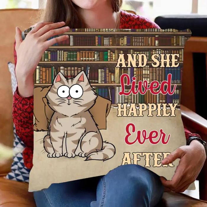 Reading Chibi Cat Just - Personalized Custom Pillow - Gift For Couples, Cat Lover