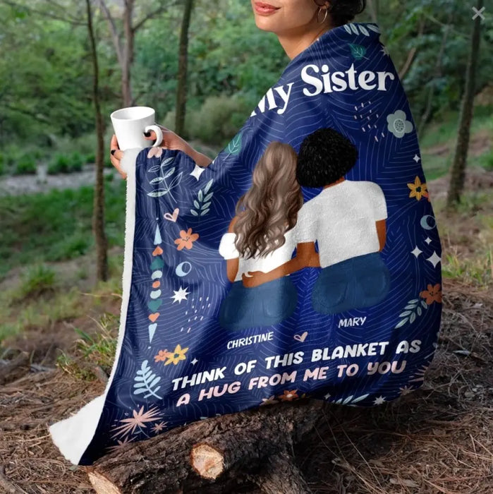 This Blanket As A Hug From Me - Personalized Fleece Blanket- Gift For Sister