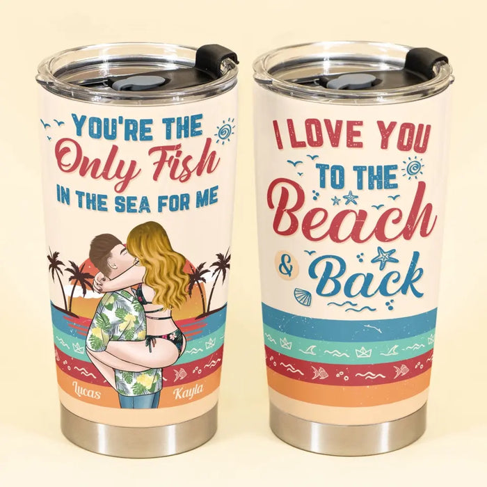 I Love You To The Beach And Back Couples - Personalized Tumbler - Gift For Couples