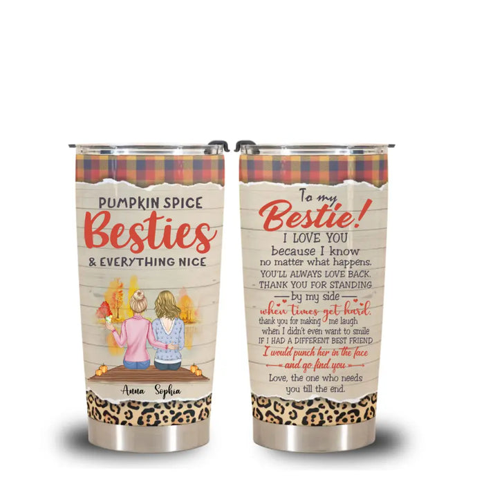 Pumpkin Spice Besties & Everything Nice - Personalized Tumbler - Fall Season Gift For Friends