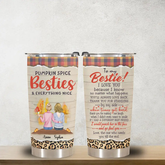 Pumpkin Spice Besties & Everything Nice - Personalized Tumbler - Fall Season Gift For Friends