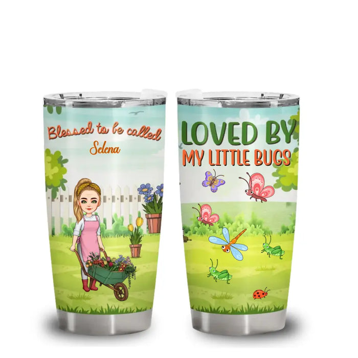Loved By My Little Bugs Gardening Lady - Personalized Tumbler - Gift For Women