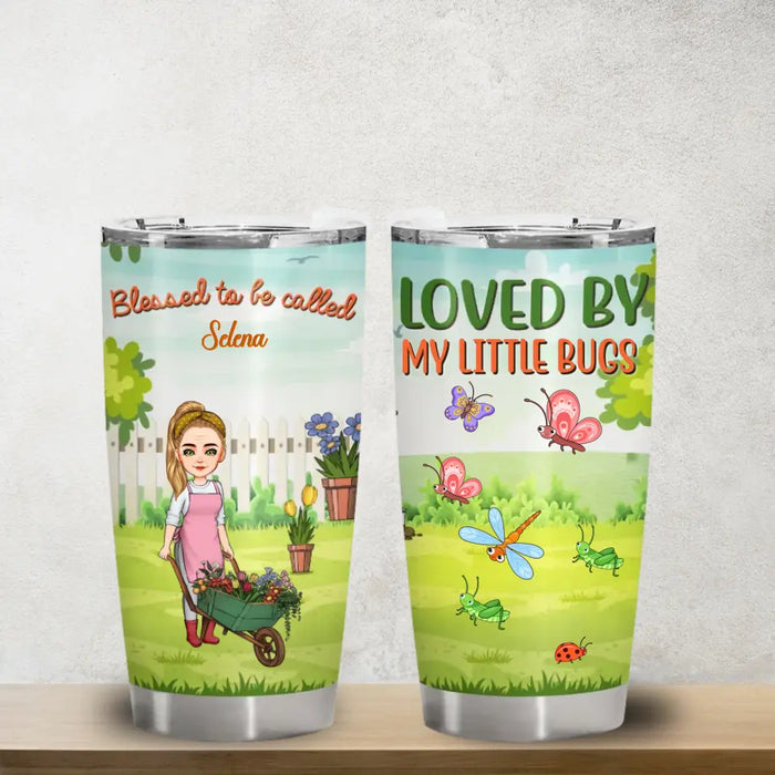 Loved By My Little Bugs Gardening Lady - Personalized Tumbler - Gift For Women