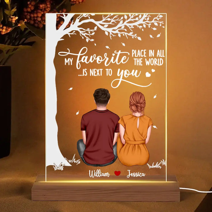 My Favorite Place In All The World - Personalized Acrylic Plaque LED Light Night- Gift For Couples