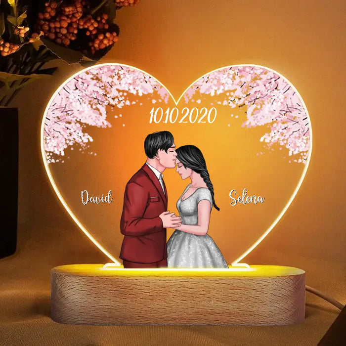 I Love You Forever And Always - Personalized Heart Acrylic Plaque LED Night Light - Gift For Couples