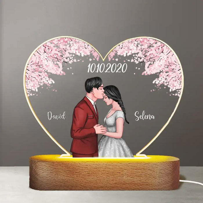 I Love You Forever And Always - Personalized Heart Acrylic Plaque LED Night Light - Gift For Couples