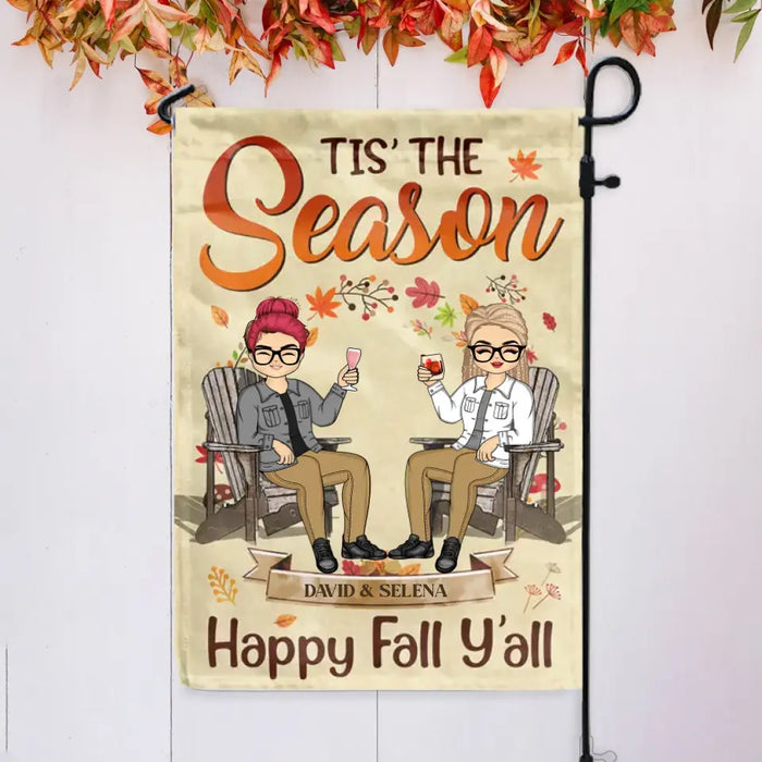 Fall Couple Tis' The Season - Personalized Custom Flag - Gift For Couple