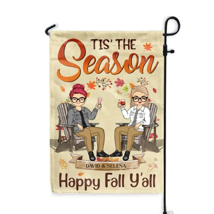 Fall Couple Tis' The Season - Personalized Custom Flag - Gift For Couple
