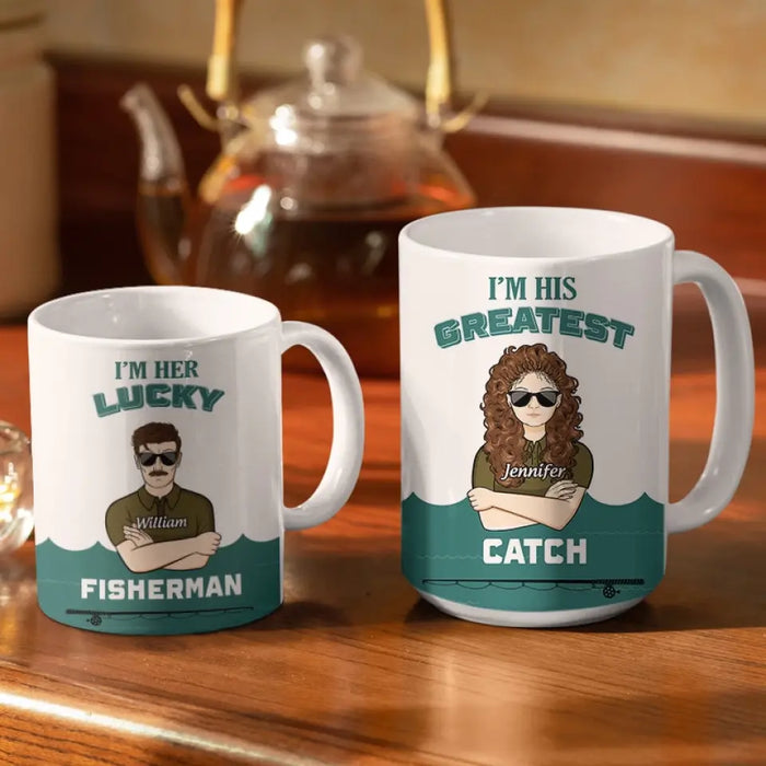 Lucky Fisherman Greatest Catch - Personalized Mug - Gift For Family
