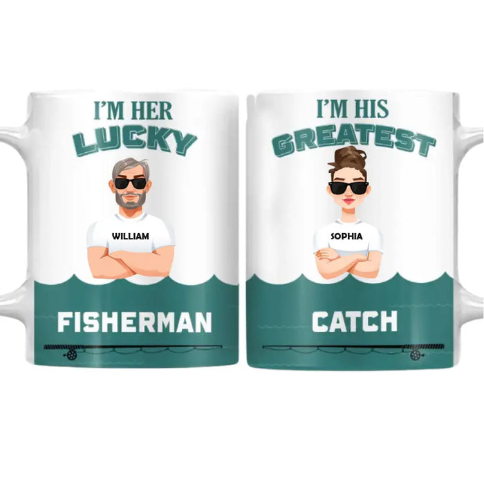 Lucky Fisherman Greatest Catch - Personalized Mug - Gift For Family
