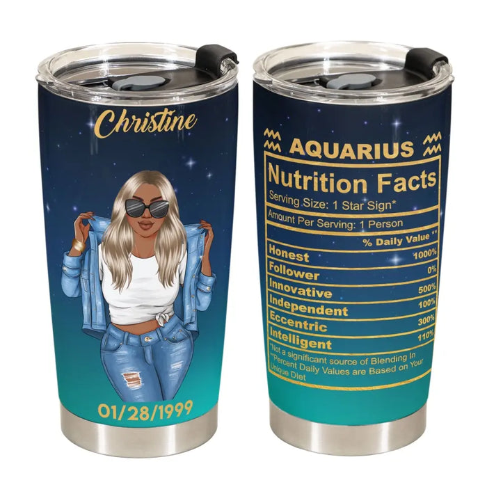 Aquarius Nutrition Facts - Personalized Tumbler - Gift For Astrology Lovers, Gift For Daughter, Sister, Besties