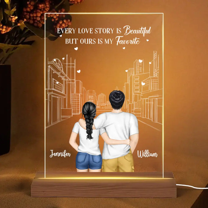 Every Love Story Is Beautiful - Personalized Led Light Night - Gift For Couples