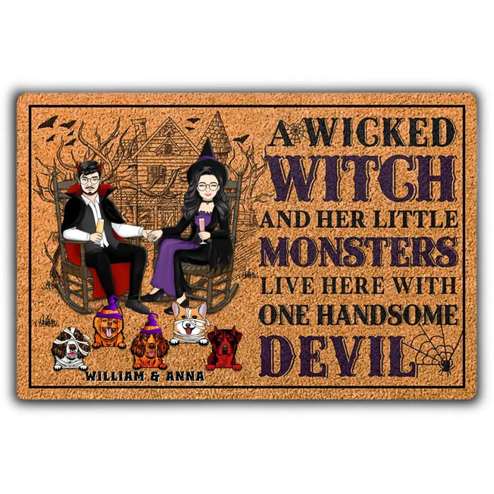 A Wicked Witch And Her Little Monters Live Here - Personalized Doormat - Gift For Family