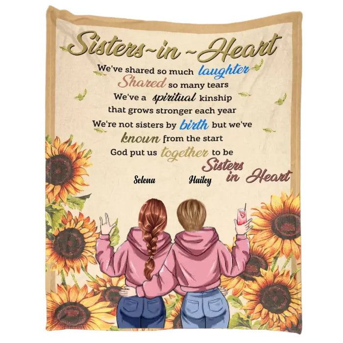 God Put Us Together To Be Sisters In Heart - Personalized Fleece Blanket - Gift For Best Friends