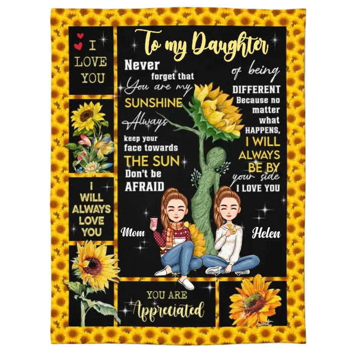 Never Forget That You Are My Sunshine - Personalized Fleece Blanket - Gift For Daughters