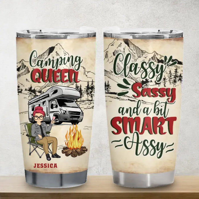 Classy Sassy And A Bit Smart Assy - Personalized Tumbler - Gift For Camping Lovers