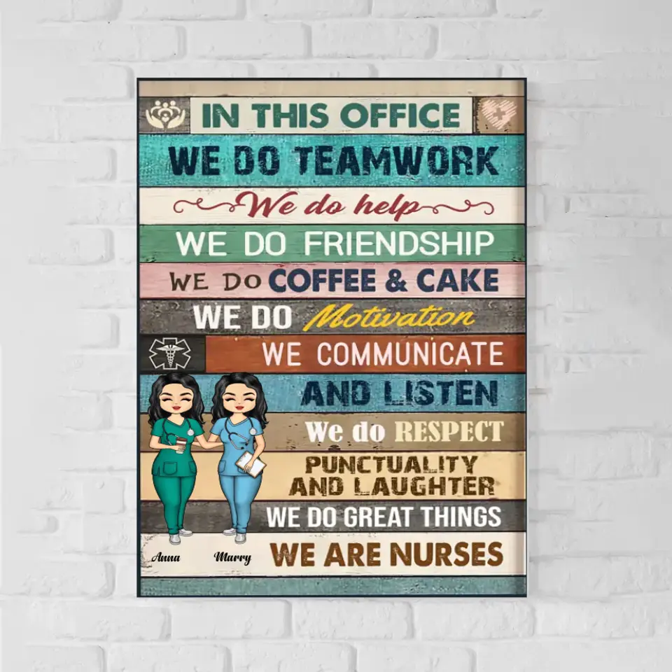 In This Office We Do Team Work - Personalized Canvas - Gift For Nurse