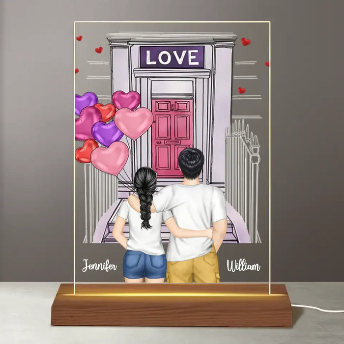 Love House - Acrylic Plaque Led Light Night - Gift For Couples
