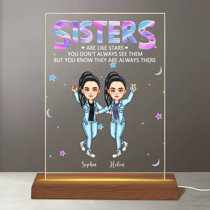 Sisters Are Like Stars - Personalized Led Light - Gift for Sisters, Besties, Friends