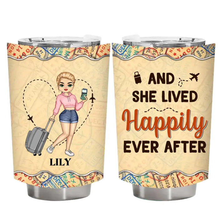 And She Lived Happily Ever After - Personalized Tumbler - Gift For Travel Lovers