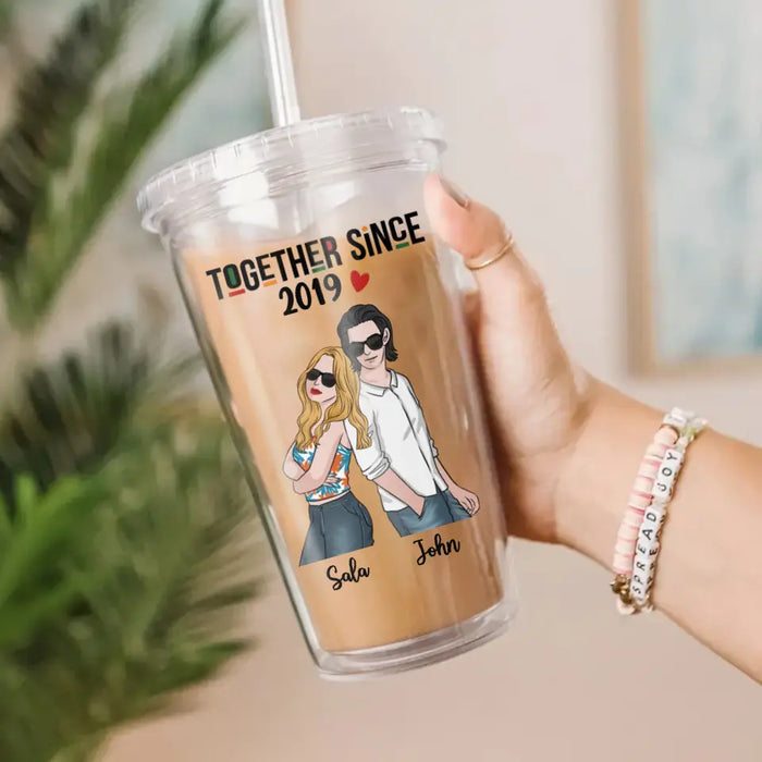 Together Since - Personalized Acrylic Insulated Tumbler With Straw - Gift For Couples