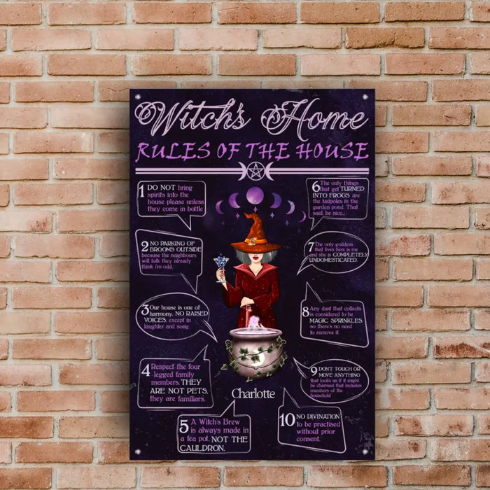 Witch's Home Rules Of The House - Personalized Vertical Metal Sign - Gift For Witch Friends