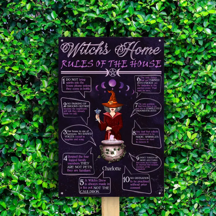 Witch's Home Rules Of The House - Personalized Vertical Metal Sign - Gift For Witch Friends