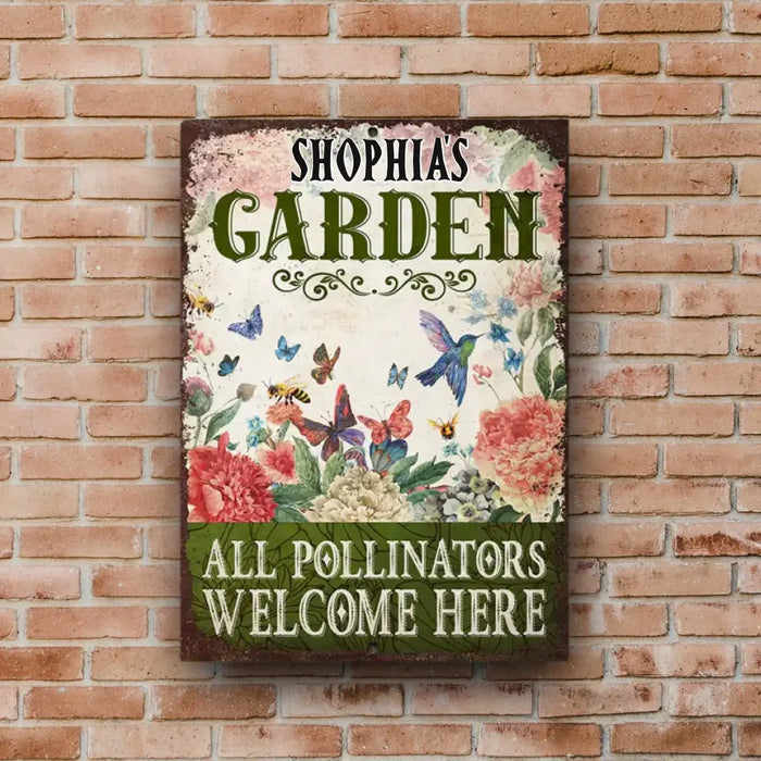 Personalized Garden Pollinators Welcome  - Personalized Metal Signs - Gift For Garden Lovers