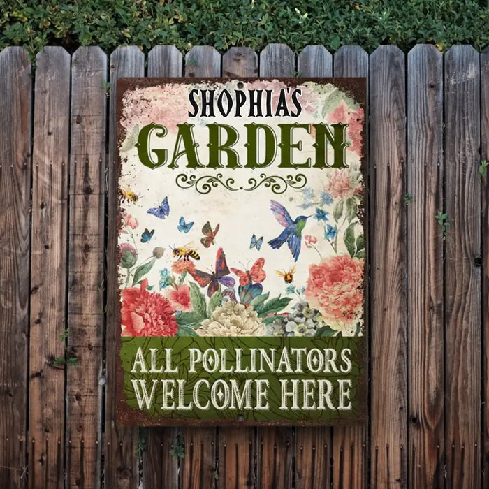 Personalized Garden Pollinators Welcome  - Personalized Metal Signs - Gift For Garden Lovers