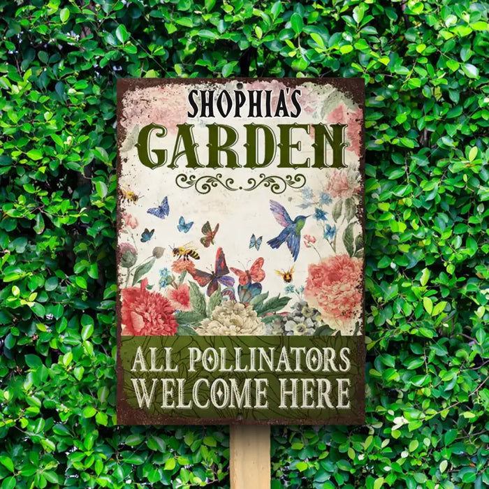 Personalized Garden Pollinators Welcome  - Personalized Metal Signs - Gift For Garden Lovers