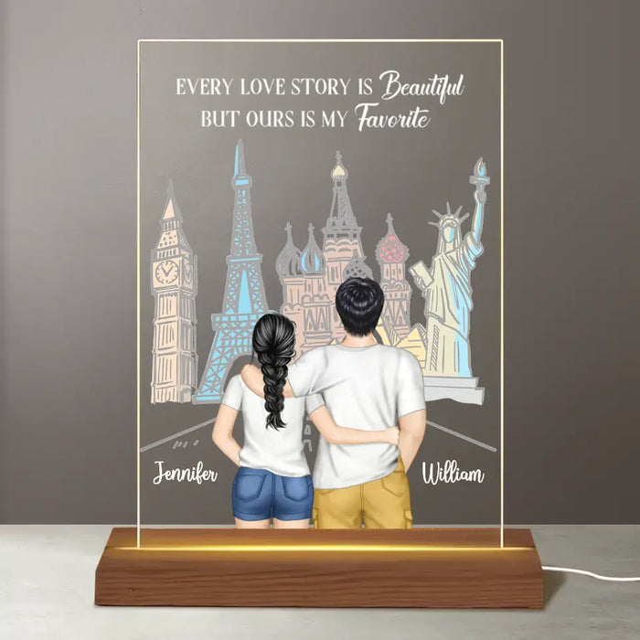 Every Love Story Is Beautiful - Personalized Led Light Night - Gift For Couples