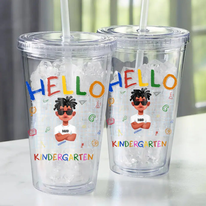 Hello Kindergarten - Personalized Tumbler - Back To School Gift For Son, Daughter, Students, Kids