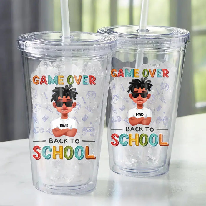 Game Over Back To school - Personalized Tumbler - Back To School Gift For Son, Daughter