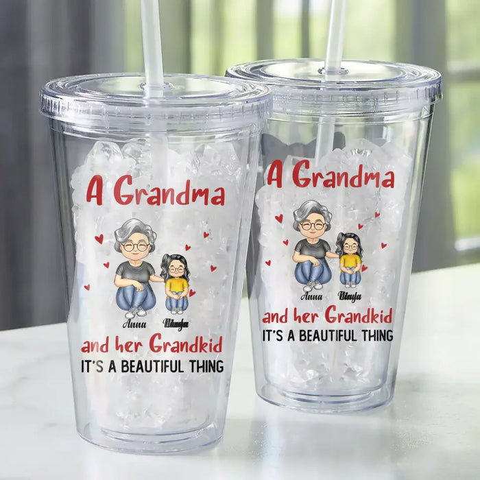 A Grandma And Her Grand Kid - Personalized Acrylic Tumbler - Gift For Family