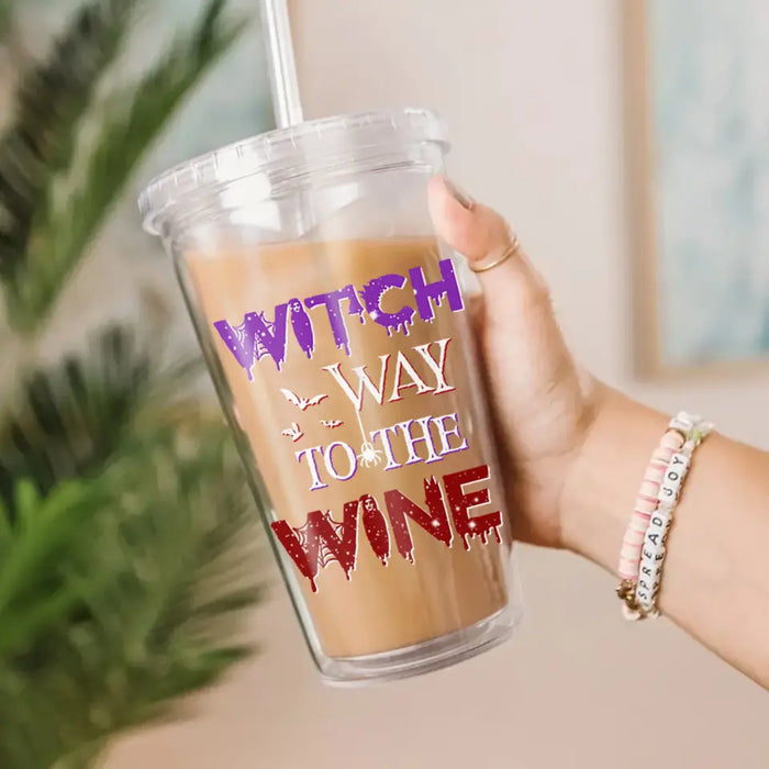 Witch Way To The Wine - Personalized Acrylic Tumbler - Gift For Witch Friends
