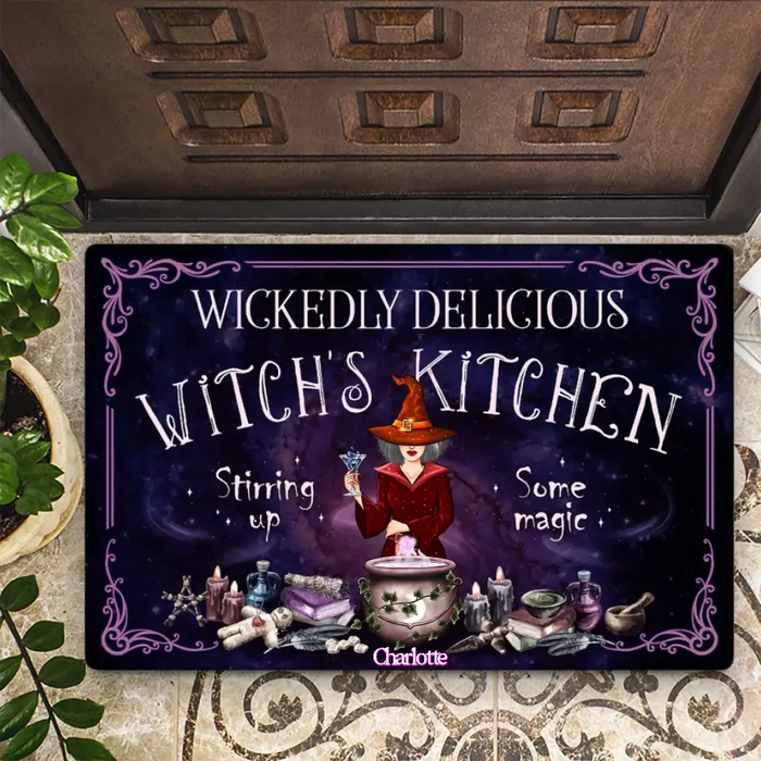 Wickedly Delicious Witch's Kitchen - Personalized Doormat - Halloween Gift For Family