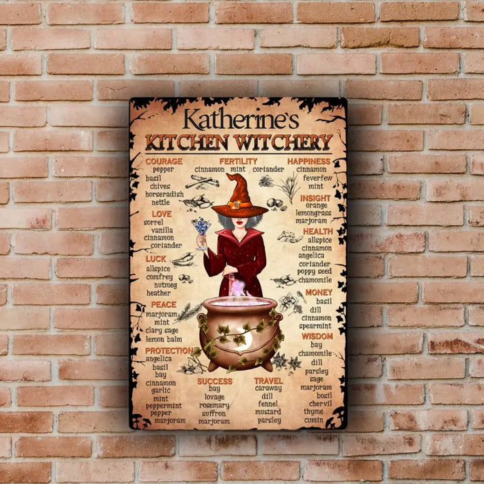 Kitchen Witchery - Personalized Vertical Metal Sign - Halloween Gift For Friends