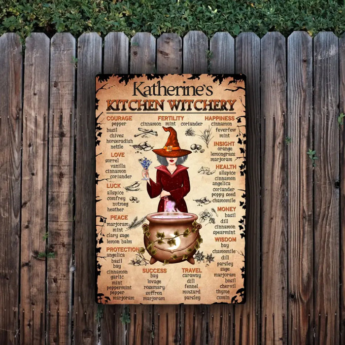 Kitchen Witchery - Personalized Vertical Metal Sign - Halloween Gift For Friends