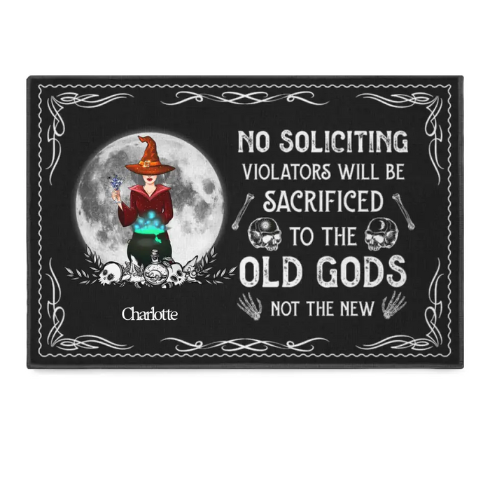 No Soliciting Violators Will Be Sacrificed - Personalized Doormat - Halloween Gift For Family