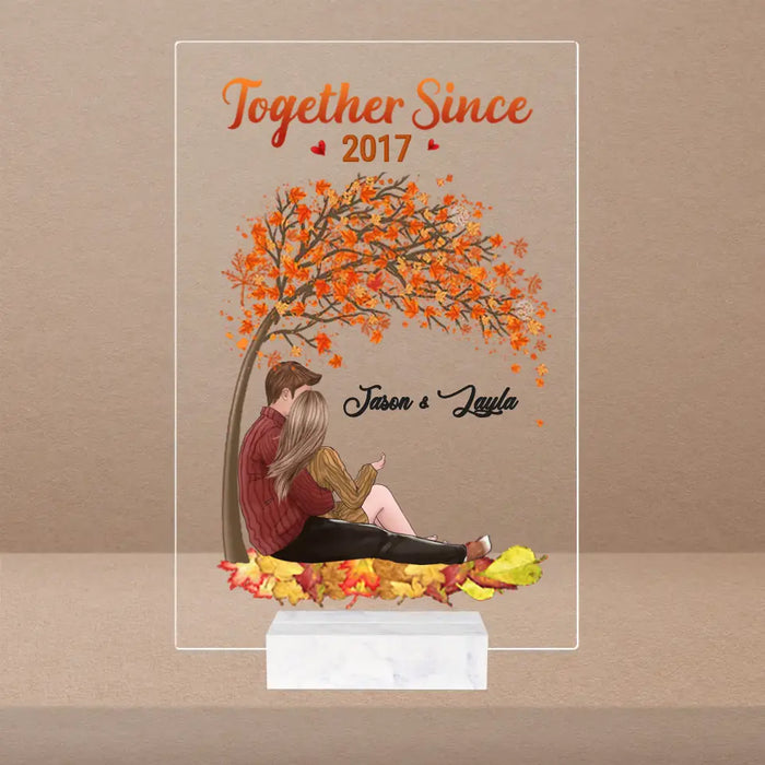 Fall Season Couple Sitting - Personalized Acrylic Plaque - Fall Season Gift For Couple