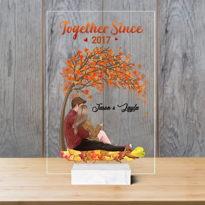 Fall Season Couple Sitting - Personalized Acrylic Plaque - Fall Season Gift For Couple