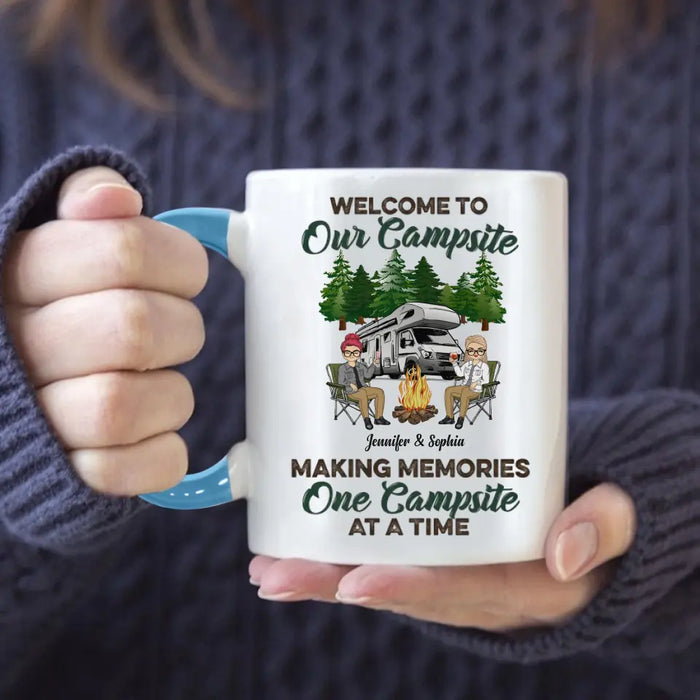 Welcome To Our Campsite - Personalized Mug - Gift For Friends, Family