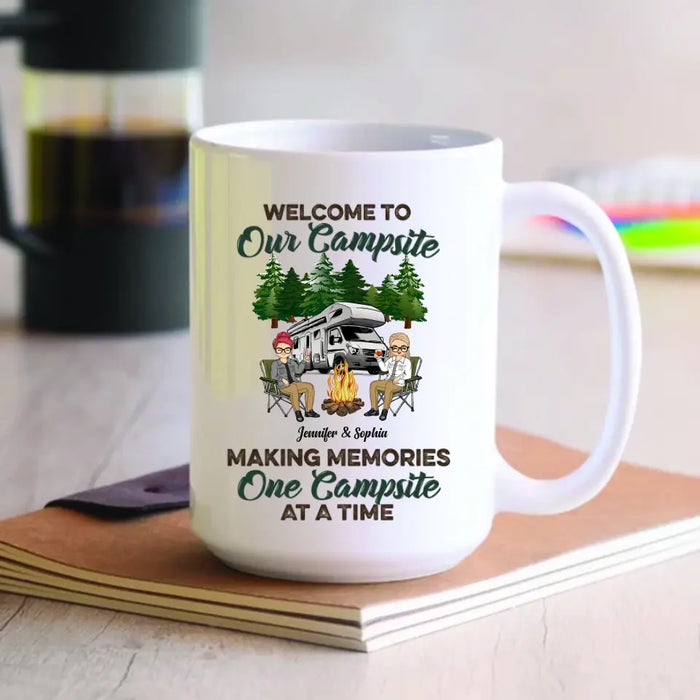 Welcome To Our Campsite - Personalized Mug - Gift For Friends, Family