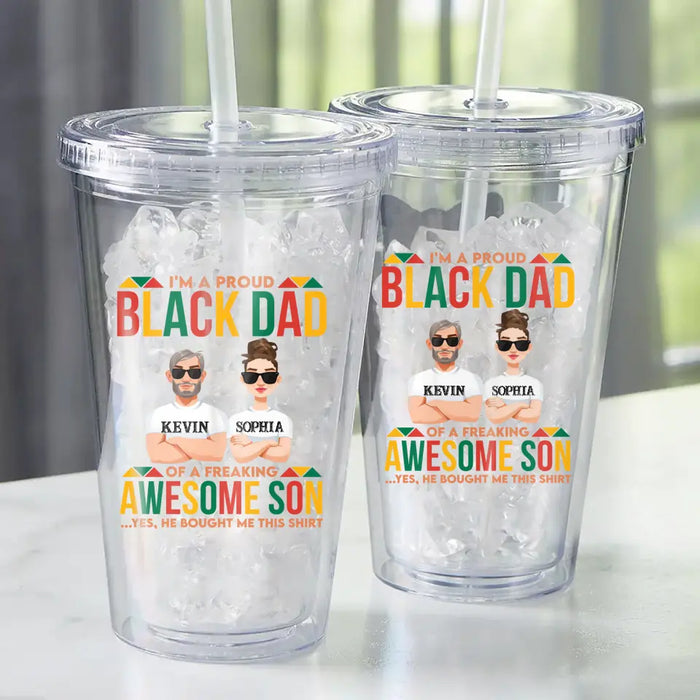Black Dad - Personalized Acrylic Tumbler - Gift For Family, Dad