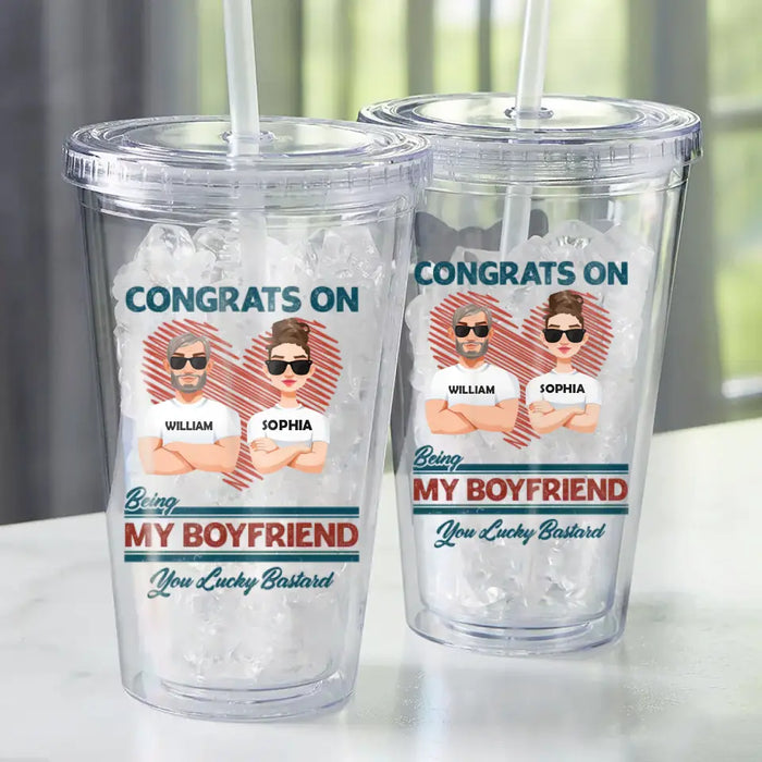 Congrats On Being My Boy Friend - Personalized Tumbler - Gift For Couples