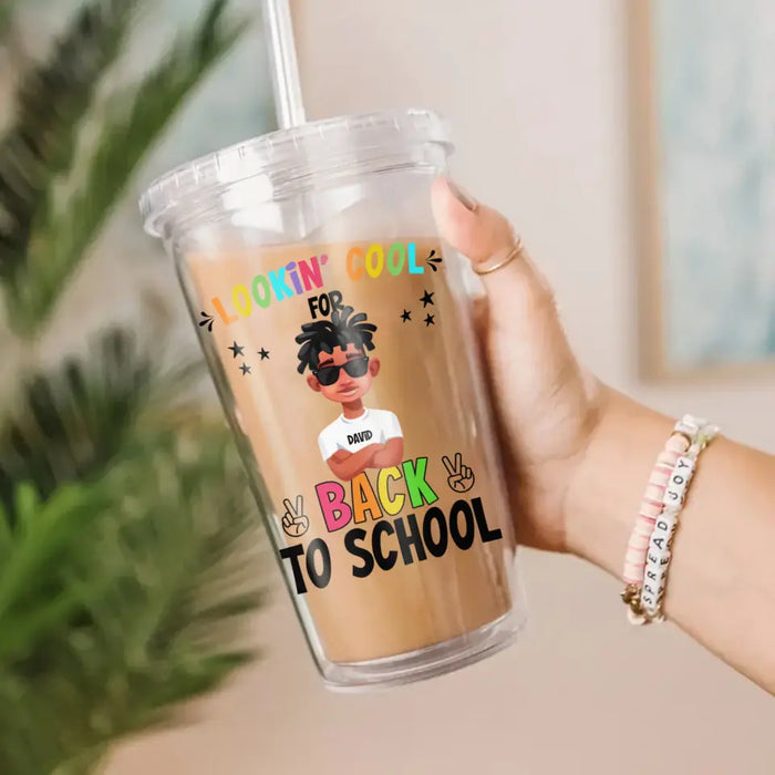 Lookin' Cool For Back To School - Personalized Tumbler - Back To School Gift For Son, Daughter, Students, Kids